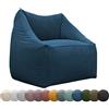 chilly pilley Poltrona Con Schienale E Braccioli Riempita Di Palline Di Polistirolo Espanso Comoda Poltrona Per Adulti E Bambini Ampia Scelta Di Colori E Tessuti (Blu Scuro)