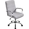 Yaheetech Sedia/Poltroncina Ufficio Scrivania Ergonomica Ecopelle Girevole Reclinabile Imbottita con Rotelle e Braccioli Altezza Regolabile Portata 130 kg Grigio