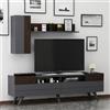 HOMIDEA MOON Set soggiorno - Parete Attrezzata - Mobile TV Porta con 2 Armadietti per Salotto con mensola in moderno design (Antracite/Noce)