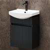 Planetmöbel lavabo con base da 45 cm con lavandino bagno in ceramica, mobiletto sospeso per piccoli bagni e WC ospiti, antracite opaco