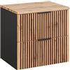 Lomadox Mobile sottolavabo da 60 cm, con piano lavabo, colore antracite con rovere scanalato, 60,6 x 59,2 x 46,5 cm (larghezza x altezza x profondità)