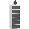 AKORD | Cassettiera a 6 Cassetti | Credenza Alta | Moderna Mobiletto per Soggiorno Sala da Pranzo Camera da Letto Corridoio Bagno | Armadio Cameretta | 35x40x109 cm | Bianco | Grigio Grafite