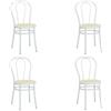 SEDIAOFFICE - 4 Sedia Cucina in Metallo Curvato, Elegante Sedia Sala da Pranzo, Giardino, Bar e Ristoranti Adatta per Uso Interno e Esterno, Pratica e Resistente Prodotta in Italia (Bianco)