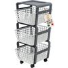 AKITAInk Carrello Portatutto Modula con Ruote - Carrello Portaoggetti a 3 Piani, Portata 9 kg, 41,5×29×75 cm, Made in Italy, Disponibile in 4 Colorazioni (Bianco)