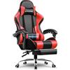 GTPLAYER Sedia da gioco, sedia da ufficio, sedia ergonomica per PC, poltrona da gioco con supporto per massaggi, sedie Task con poggiapiedi e poggiatesta, in ecopelle rossa