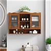 Ligterra Vetrina sospesa da 90 cm, pensile da cucina, shabby chic, con 2 ante e tre ripiani, pensili da cucina, adatto per bagni, cucine e sala da pranzo (marrone)