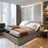 TRADA Letto Contenitore Matrimoniale ADELE 140 X 200 cm - Letto Elettrico con Materasso + Tooper e Contenitore - Rivestimento In Tessuto Velour - Beige - 140 x 200 cm