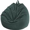 Chickwin - Fodera per pouf a pera, in velluto a coste, per poltrona a pera, senza riempimento, per esterni e interni, relax, per soggiorno, camera da letto, cuscino (verde scuro, 100 x 120 cm)