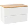 Deftrans Domodomo mobile da bagno con piano, 80 x 50 x 45,8 cm mobile bianco per piano lavabo, pensile da bagno - mobile da bagno con piano in rovere (Mode Oak Craft+ bianco 80 cm)