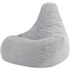 icon Dalton XXL Poltrona Sacco, Grigio, Velluto a Coste, Pouf Poltrona con Riempimento Incluso, Pouf Sacco, Camera da Letto, Soggiorno, Mobili Soggiorno