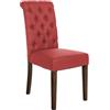 CLP Sedia Da Cucina Lisburn Design Chesterfield I Fodera Imbottita E Trapuntata In Velluto O Tessuto I Schienale Alto, Colore:rosso, Materiale:Stoffa