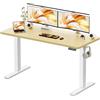 WALKINGDESK Scrivania Regolabile in Altezza, 140 x 60 cm Tavolo Elettrica con 2 Ganci, Standing Desk con Memoria per 4 Altezze, Scrivanie in Piedi in Casa con Piano Assemblato, Quercia