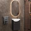 Planetmöbel Set di mobili da bagno lavabo con mobiletto 40 x 60 x 29 cm, specchio con illuminazione 50 x 90 cm per bagno e WC ospiti, antracite