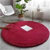 Morbuy Soffice Tappeto Morbido Tappeto a Rotondo Moderno Antiscivolo Lavabile Tappeti Peloso Interno Decorativo per Sedia Girevole Salotto Camera da Letto (Rosso,160 cm)