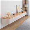 HYANXUE Supporto TV Sospeso, Mensole TV A Parete Con Anta, Console Multimediale, Mobile Sospeso Grande Panca Portaoggetti Sotto La(Wood,260CM/102.3)