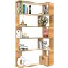 OXFENSEE Libreria angolare a 5 ripiani in legno, altezza 169 cm, grande ripiano aperto, stile moderno, mobile per soggiorno, studio, camera da letto, colore legno