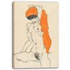 Printed Paintings Stampa su Tela (40x60cm): Egon Schiele - Nudo in Piedi con Drappo Arancione
