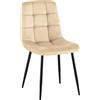 CLP Sedia da Pranzo Imbottita Antibes, Sedia da Cucina in Velluto con Schienale e Struttura in Metallo Nero, Portata 150 kg, Colore:Crema
