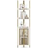 COSTWAY Scaffale Angolare a 6 Ripiani, Libreria Alta 170 cm con Armadietto, Scaffale Industrial per Libri con Ante, Multiuso per Soggiorno, Camera da Letto (Bianco)