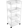 Acan Tradineur Carrello Verdulero con Ruote Modello HG Realizzato in Plastica Multiuso Organizzare gli Spazi Domestici - 4 Cestini - 90x41x30 cm - Bianco