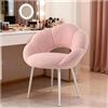 SDXYSTCE Sedia da Scrivania Imbottita e Comoda - Poltrona da Ufficio con Schienale Floreale - Sedia Moderna per Trucco in Tessuto Teddy - Bianco e Rosa