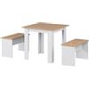 Vicco Set da pranzo Sentio, Rovere dorato/bianco, 80 x 80 cm con 2 panche, salvaspazio per zona pranzo e angolo colazione