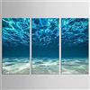 Yiyuay Stampa su tela in tre parti3 pezzi / set di moderni dipinti blu sul mare dei fondali marini stampati su tela decorazione camera da letto quadri appesi a parete opere d'arte-A-frameless_30cmx50cmx3