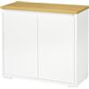 HOMCOM Credenza da Soggiorno a 2 Livelli 80x37x75cm Bianco e Color Legno | Mobile Multiuso, con Armadietto, Ripiano Regolabile in Legno