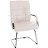 CLP Sedia Cantilever con Braccioli Sievert I Poltrona da Ufficio in Similpelle con Schienale I Sedia Ospiti in Metallo Cromato, Colore:Crema