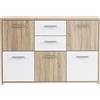 AVANTI TRENDSTORE - Fianna - Comó 5 ante, 2 cassetti in legno laminato nel colore quercia sonoma/bianco. Dimensioni LAP 114,1x77,5x29,6 cm