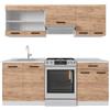 Vicco Cucina componibile R-Line, Rovere dorato/bianco, 200 cm | 5 Moduli · Piedini regolabili in altezza · Senza piano di lavoro · Ante robuste · Con mobile vetrina