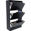 Bricozone Scarpiera Portascarpe Slim in Legno 18 Paia 3 Ante a Ribalta Compatta con Maniglie a Scomparsa Salvaspazio in MDF Design Moderno per Casa Ingresso Camera 115 x 24 x 63 cm Nero