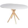 RAGABA Tavolo da pranzo ovale piccolo 100 x 75 cm, struttura a X, per 4 persone, in legno massiccio, moderno, salvaspazio, bianco