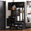 Rosebibi Set completo appendiabiti da corridoio con panchina, 4 ganci, ante e cassetti, dimensioni compatte 100 x 180 x 35 cm (larghezza x altezza x profondità) (nero)