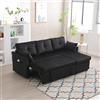 Soweiz Divano letto multifunzionale estraibile, divano letto con chaise longue sostituibile, set divano con sedile portaoggetti, divano a forma di L, set per divano ad angolo per soggiorno (nero)