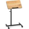 COSTWAY Tavolino Servitore con Altezza Regolabile, Ruote Bloccabili, Piano Girevole a 360° e Inclinabile con Fermo Bordo, Tavolino a Forma di C per Soggiorno, Camera da Letto e Studio (Naturale)