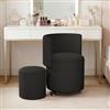 HDHNBA Sedia cosmetica con ruote e spazio di archiviazione, sedia girevole per trucco con schienale ribaltabile, piccolo pouf imbottito in pelle PU per camere da letto e salotti.