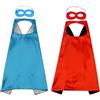 Proumhang 2 pezzi Mantello Maschera set Halloween Natale Carnevale Bambini Festa di compleanno Cosplay Performance Costume Mantello Mantelli da Supereroe per Bambini da 1 a 9 anni Rosso + Azzurro