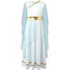 Miaeowve Grecia Romana Dea Costume di Carnevale Bambini Ragazze A Maniche Lunghe Abiti Athena Scollo A V Romano Olimpia Toga Abiti Da Festa Festivo Azzurro 122-128
