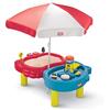 Little Tikes Tavolo Adatto a Sabbia e Acqua 2 in 1. Set di Gioco Multiuso per Bambini e Bambine con 7 Accessori e un Ombrellone. Sabbia e Acqua Non Incluse. Dai 2 Anni