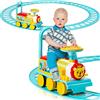 COSTWAY Trenino Elettrico per Bambini, Treno Giocattolo con 16 Pezzi di Binari, con Luci e Suoni, Scatola di Stoccaggio, Regalo per Bambini Anni 3+ (Blu)