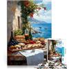 LKASGCBY puzzle 1000 pezzi per adulti Vista sul Mediterraneo con cibo Giocattoli Giochi Educativi Antistress Migliorare l'amore tra le coppie 75x50cm