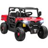 AIYAPLAY Macchina Elettrica per Bambini UTV 12V Fuoristrada Auto per Bambini con Bagagliaio, 2 Motori, Cintura 3 Punti, Telecomando, Sospensioni, USB, Musica, Luci, 1.8-3.7 km/h, 3-8 Anni, Rosso