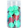 JWQFBC 100 Pezzi di Gettoni Matematici per Bambini, Gettoni Bicolore con Secchiello Portaoggetti, Gettoni per L'apprendimento delle Fiches del Bingo per, Rosso Verde