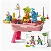 Generico Tavolo da gioco acquatico per bambini dai 3 anni in su, un acquario 4 in 1 con circolazione dell'acqua realistica e gioco di pesca; gambe regolabili in altezza; adatto a maschi e femmine (Rosa)
