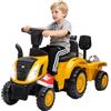 AIYAPLAY Camion Giocattolo per Bambini 12-36 Mesi con Pala e Rimorchio Integrati, Escavatore per Bambini Cavalcabile in PP e Metallo, 91x29x44 cm, Giallo
