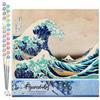 Figured'Art Dipingere con i Numeri - Paint by Numbers La grande onda di Kanagawa di Katsushika Hokusai, Passatempo per Adulti, Kit Completo, Hobby Creativi - Quadri fai da te 40x50cm senza cornice
