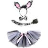 Generico Vestito Carnevale Animali - Vestito Carnevale Bambina Costumi Animali Zebra Leone Tigre Tutu Gonna con Cerchietto Coda Papillon Costume per Party Cosplay