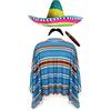 I LOVE FANCY DRESS LTD Costume in maschera da bandito messicano del far West, poncho rosso blu e verde, baffi, sigaro e sombrero, per adulto, taglia unica, Multi, taglia unica