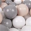 KiddyMoon 50 Palline/7Cm Palline Morbide Colorate Per Piscina Bambini Fatto In EU, Beige Pastello/Grigio/Bianco